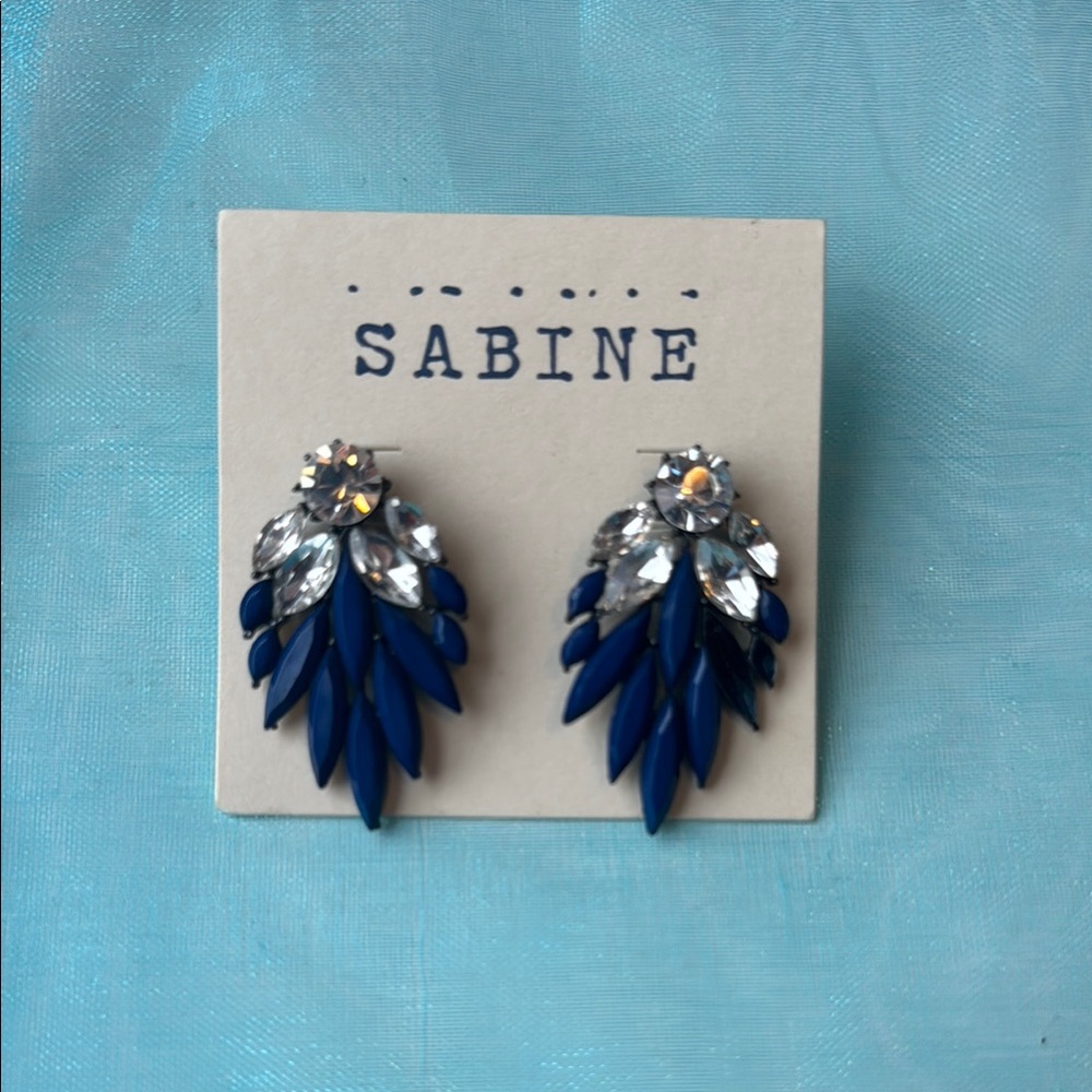 Sabine Navy and Silver Leaf Earrings